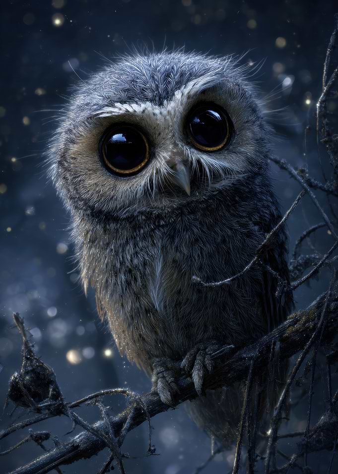 Cute Owl Perched on Branch