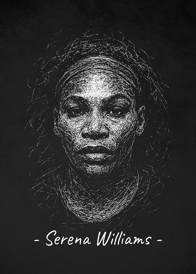 Serena Williams Portrait - Chalk Scribble Art