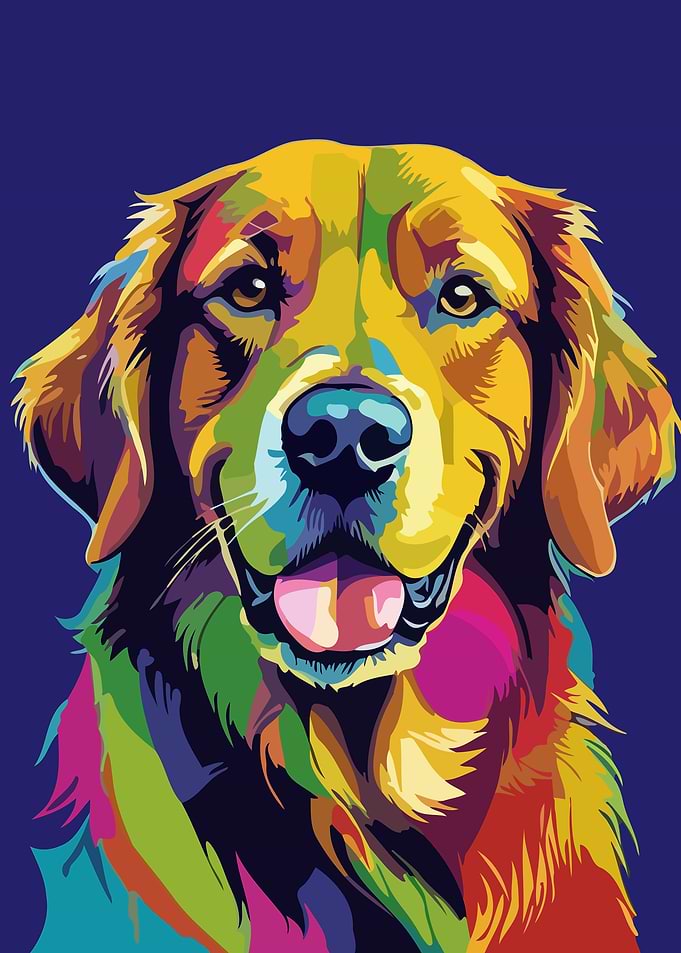 Colorful Golden Retriever Pop Art Portrait