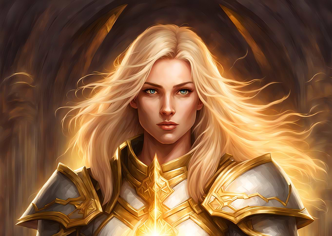 Female Warrior with Golden Armor