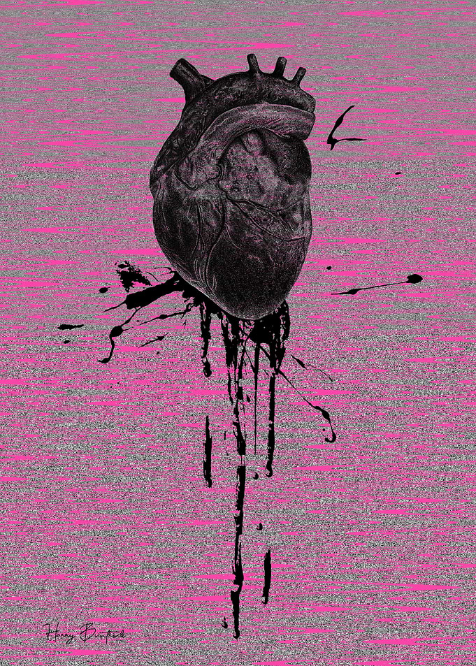 Noire Fervent , Anatomical Heart with Black Ink Splatter
