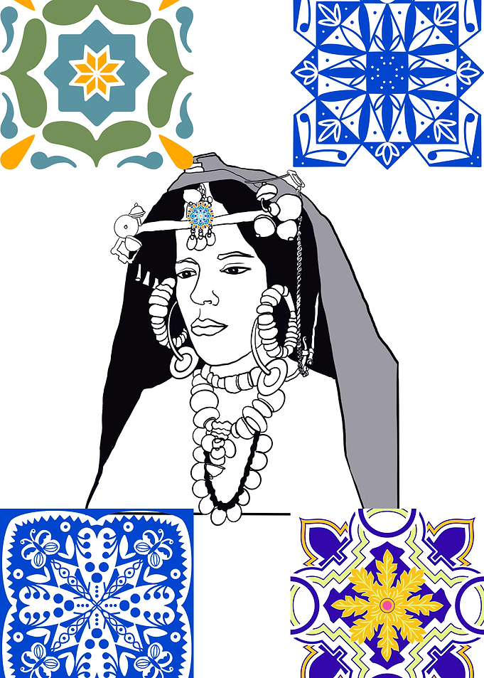 Berber Woman with Tile Background