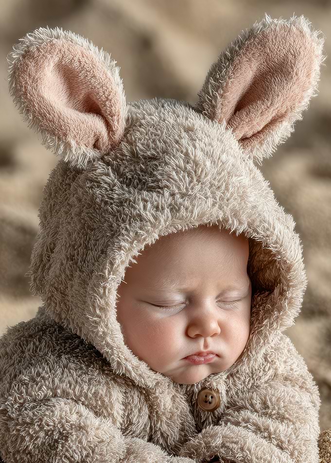 Sleeping Baby in Bunny Costume