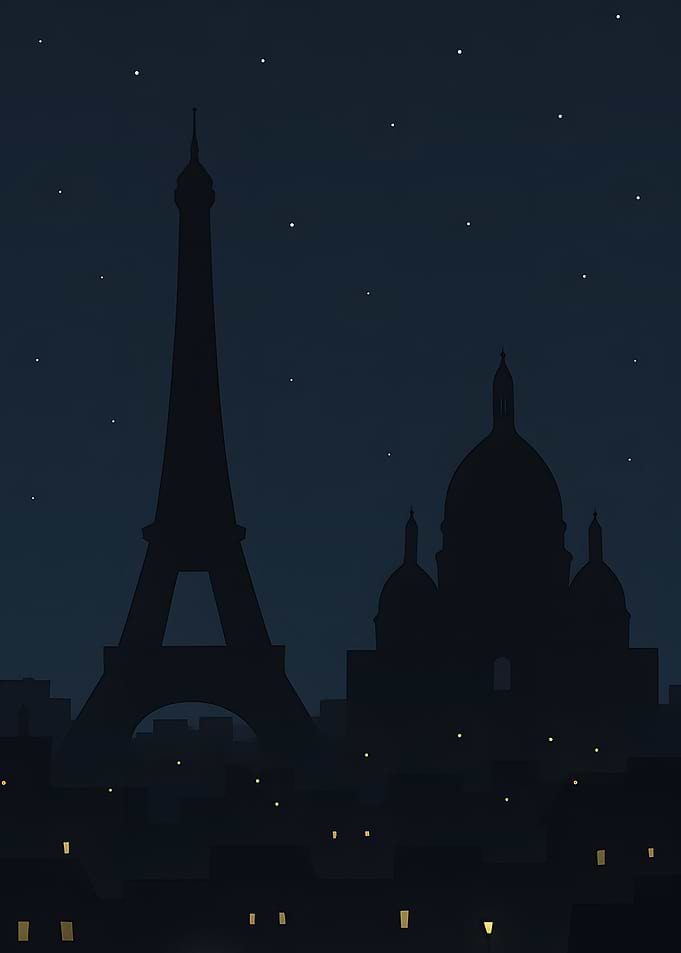 Paris at Night Silhouette
