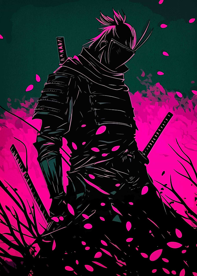 Samurai Warrior in Pink and Black
