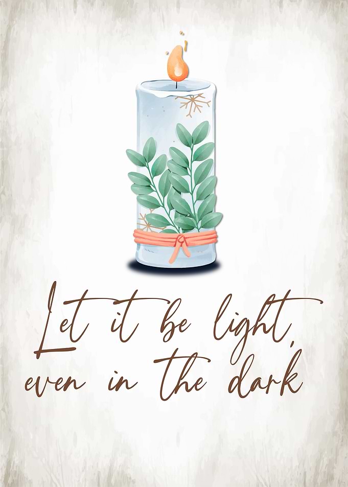 Candle with Greenery and Inspirational Quote