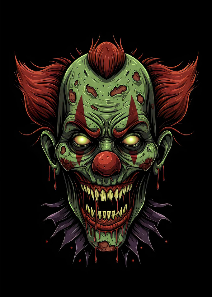Creepy Zombie Clown Illustration