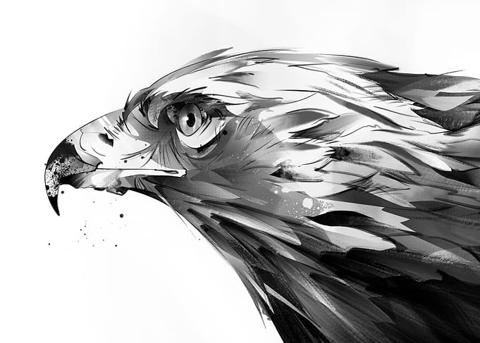 Eagle Portrait in Black and White