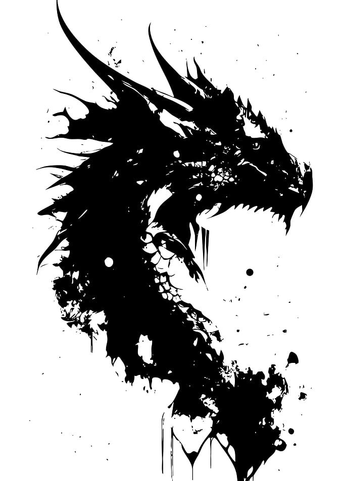 Black Dragon Ink Illustration
