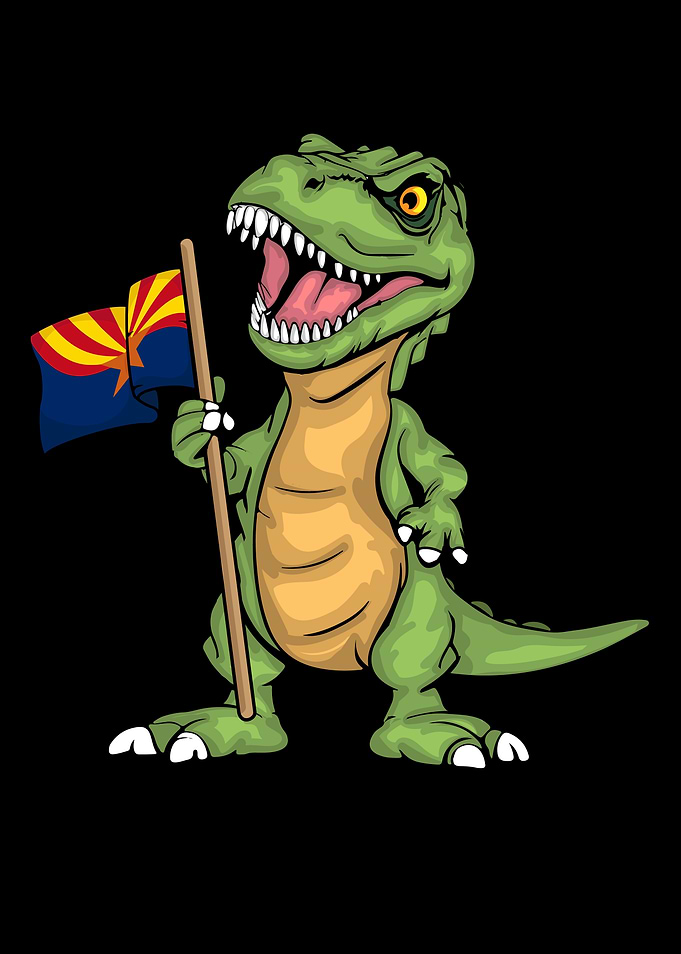 Arizona Lover Kids Dinosaur Lover USA Arizona Flag