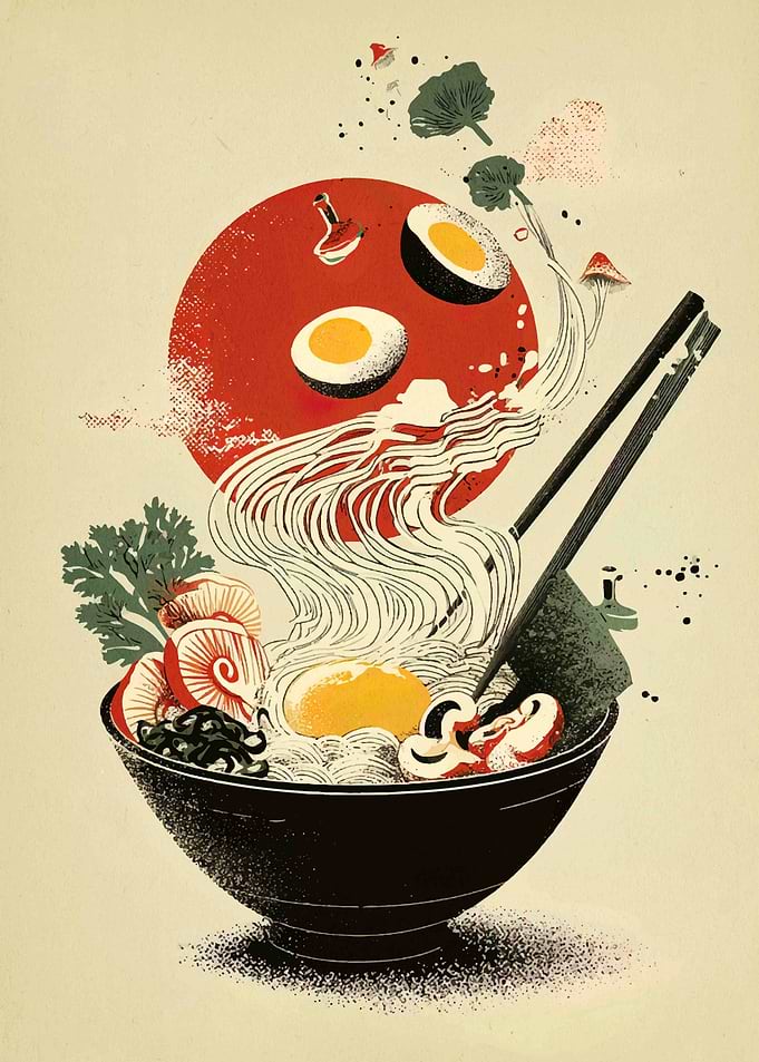 Stylized Ramen Bowl Illustration