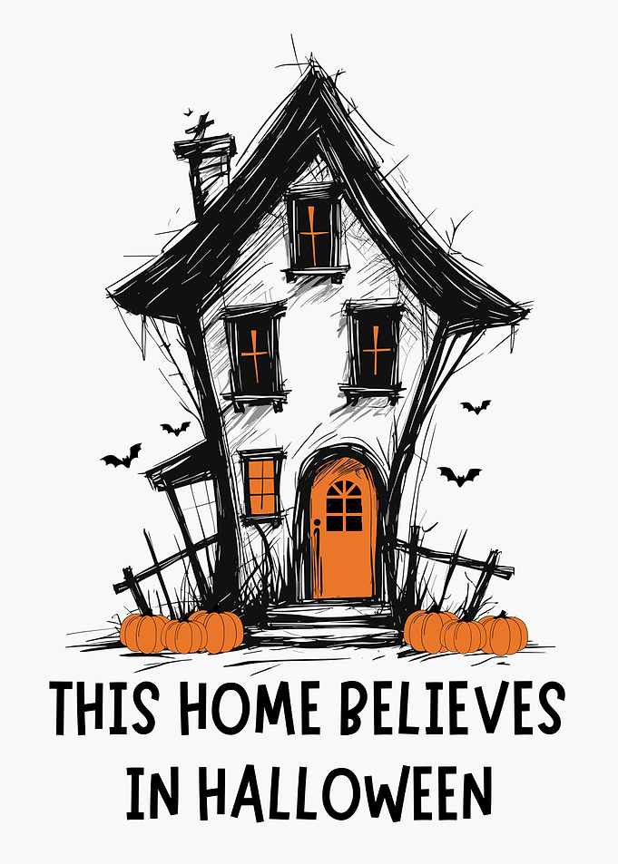 Halloween Haunted House Illustration