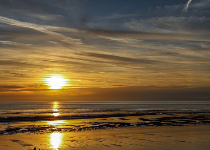 Golden Sunset Over the Ocean Beach