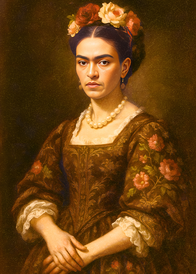 Frida Kahlo Portrait in Baroque Style