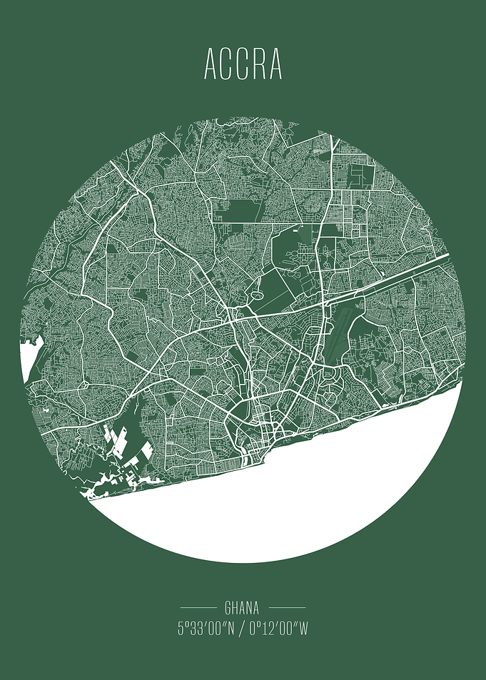 Accra City Map Art Print