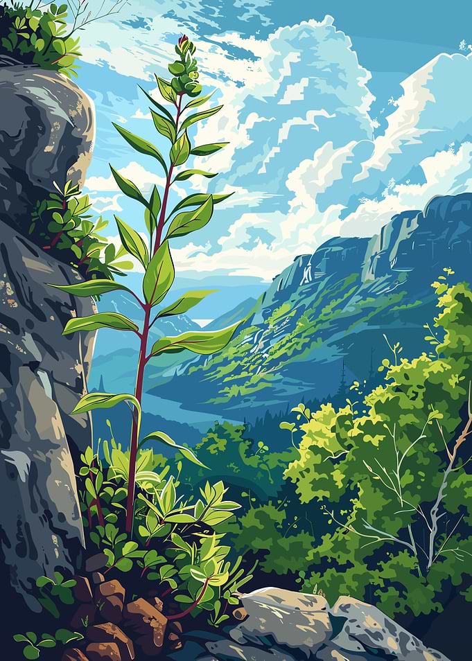 Mountain Landscape with Plant