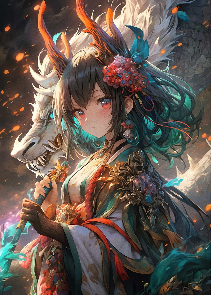 Anime Girl Dragon Sword