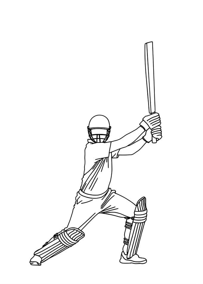 Cricket Player Minimalist Line Art