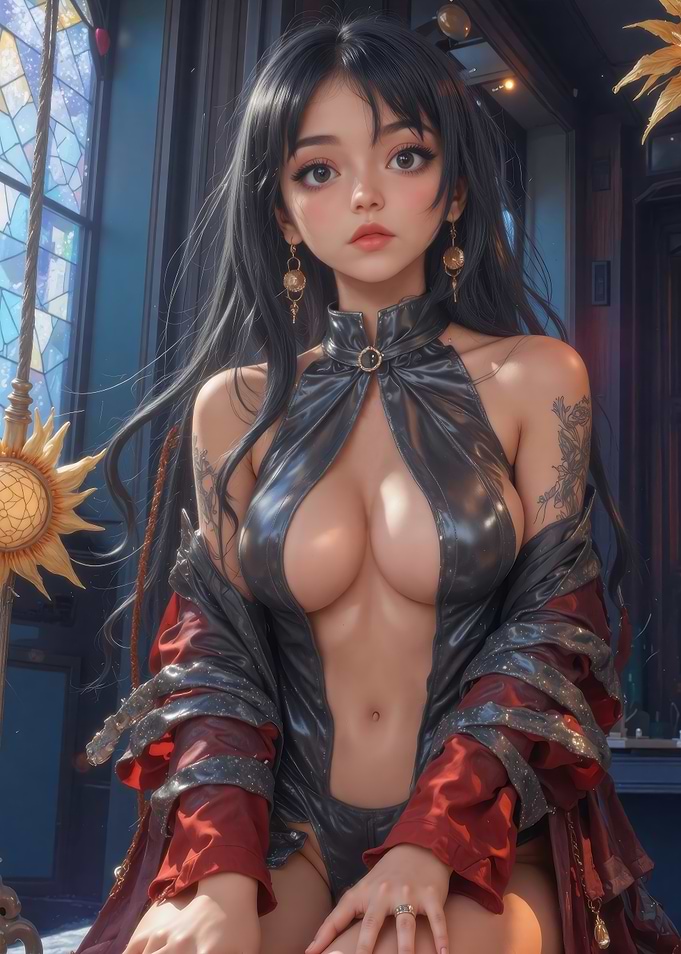 Anime Girl in Black Bodysuit