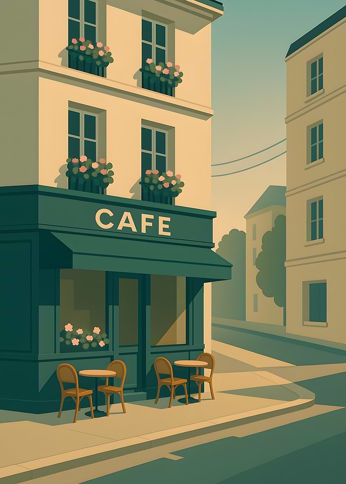Charming Cafe Scene in Cityscape