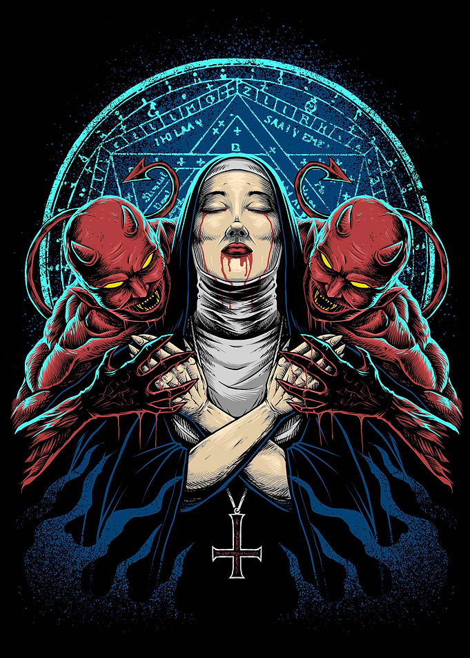 Demonic Nun with Devils and Sigil