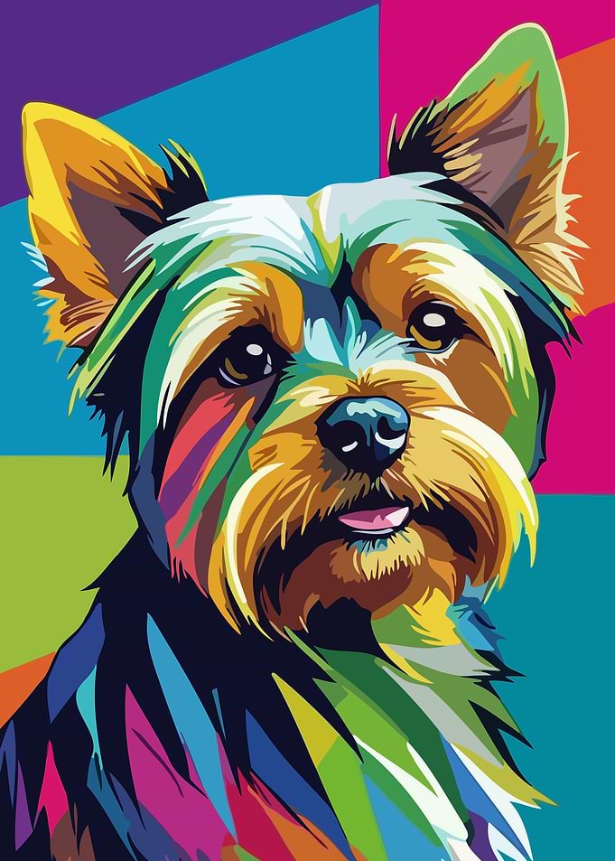 Colorful Yorkshire Terrier Pop Art Portrait