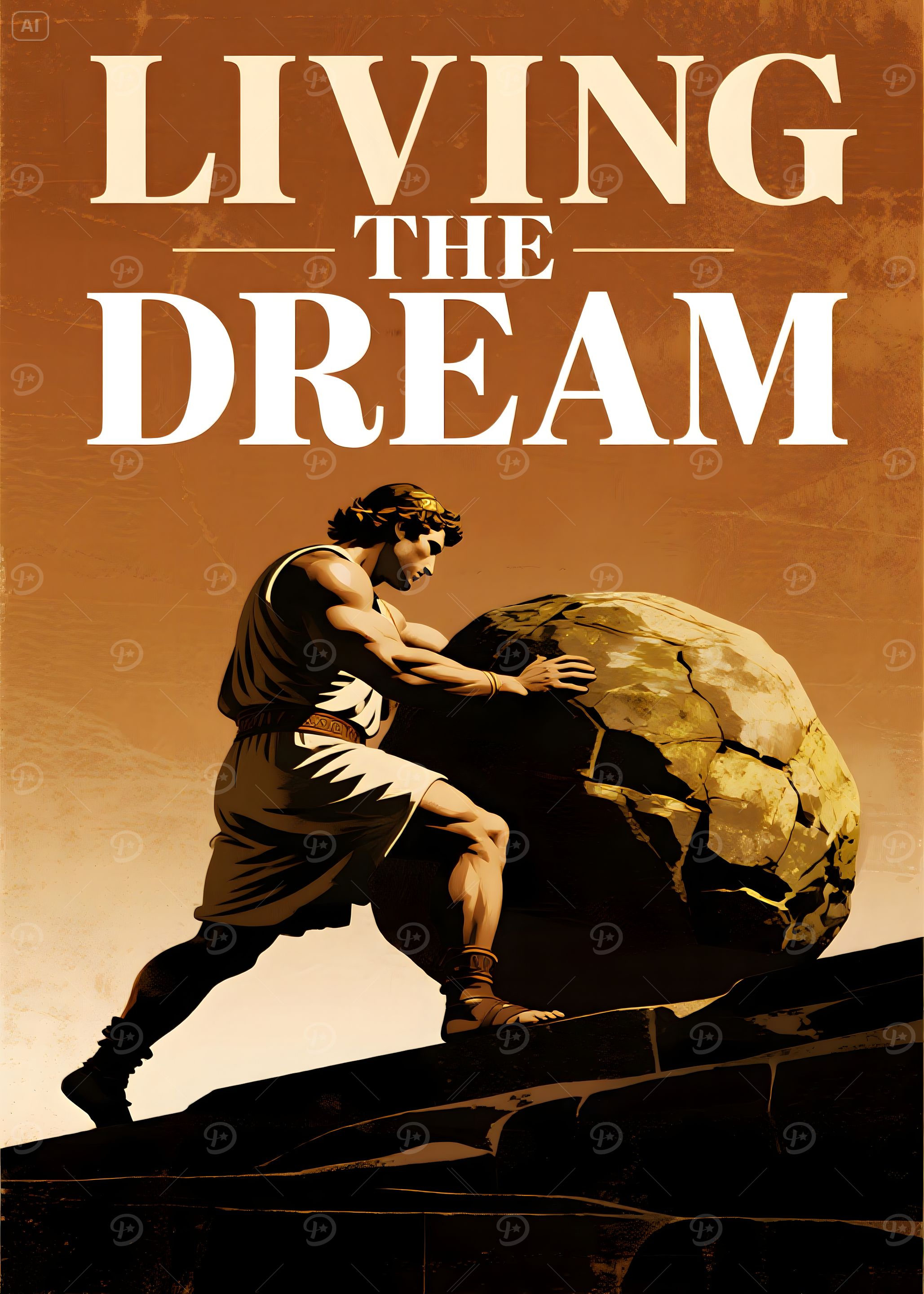 Living the Dream: Sisyphus Pushing Boulder