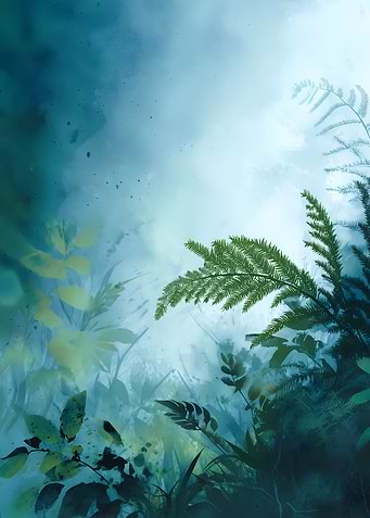 Watercolor Ferns and Foliage