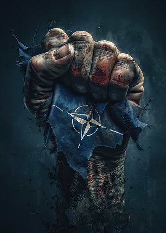 NATO Flag Gripped in a Fist