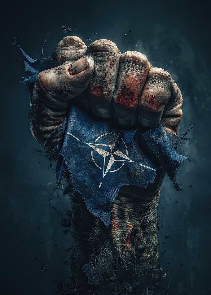 NATO Flag Gripped in a Fist