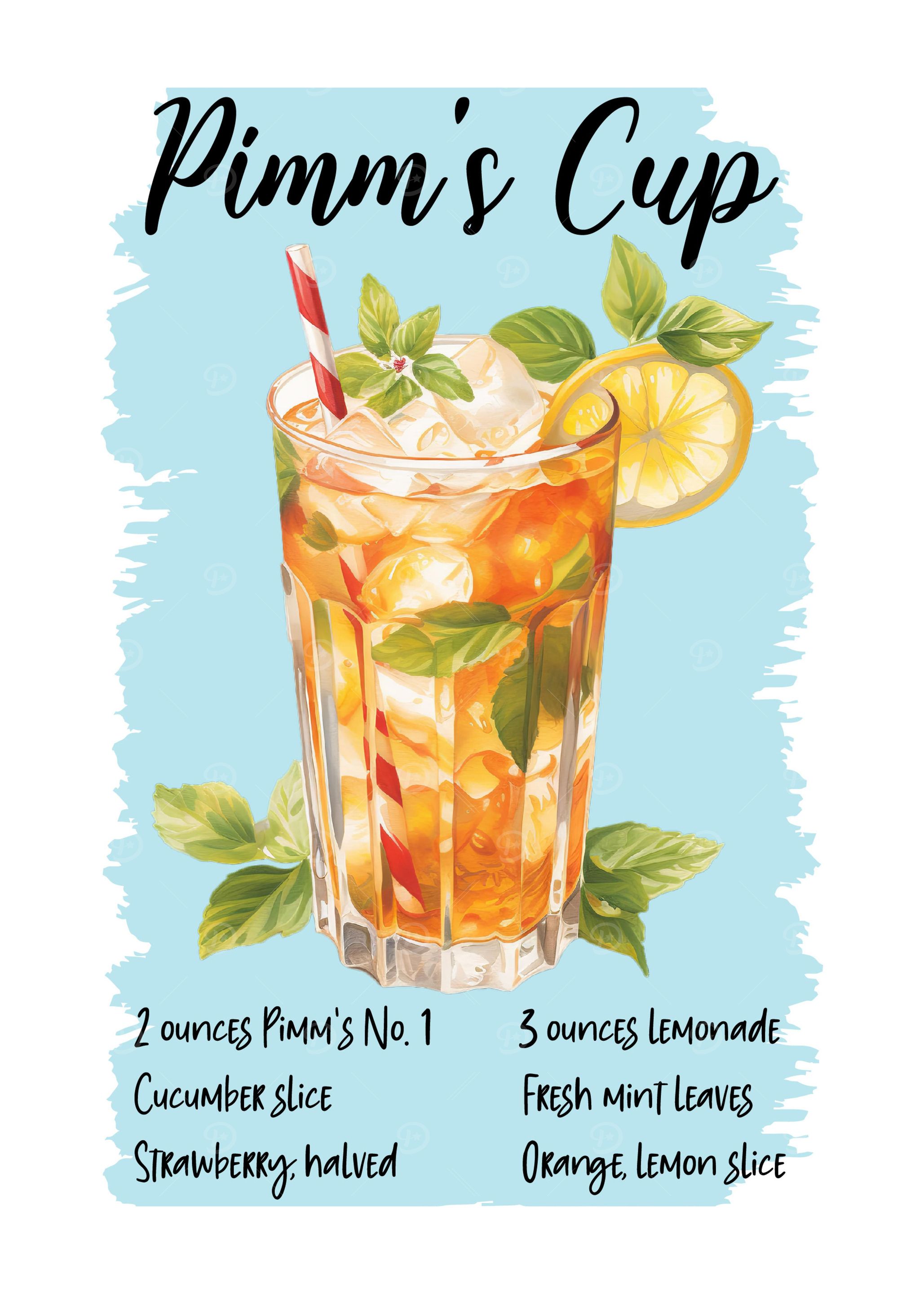 Pimm's Cup Cocktail Recipe Illustration