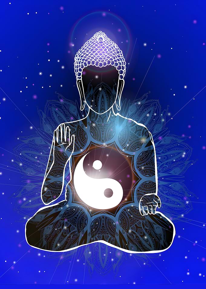 Buddha with Yin Yang Symbol