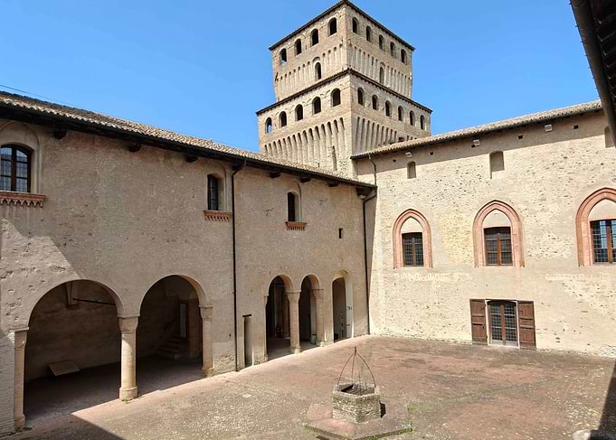 Medieval Castle Courtyard with Tower