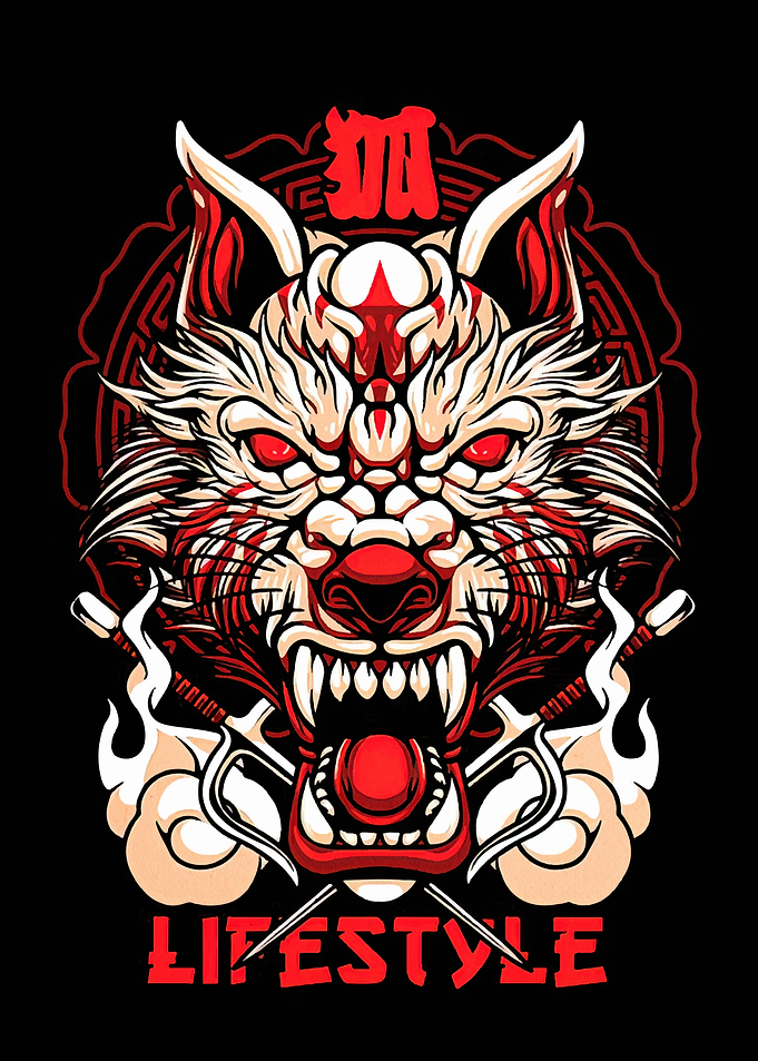 Japanese Fox Spirit Illustration