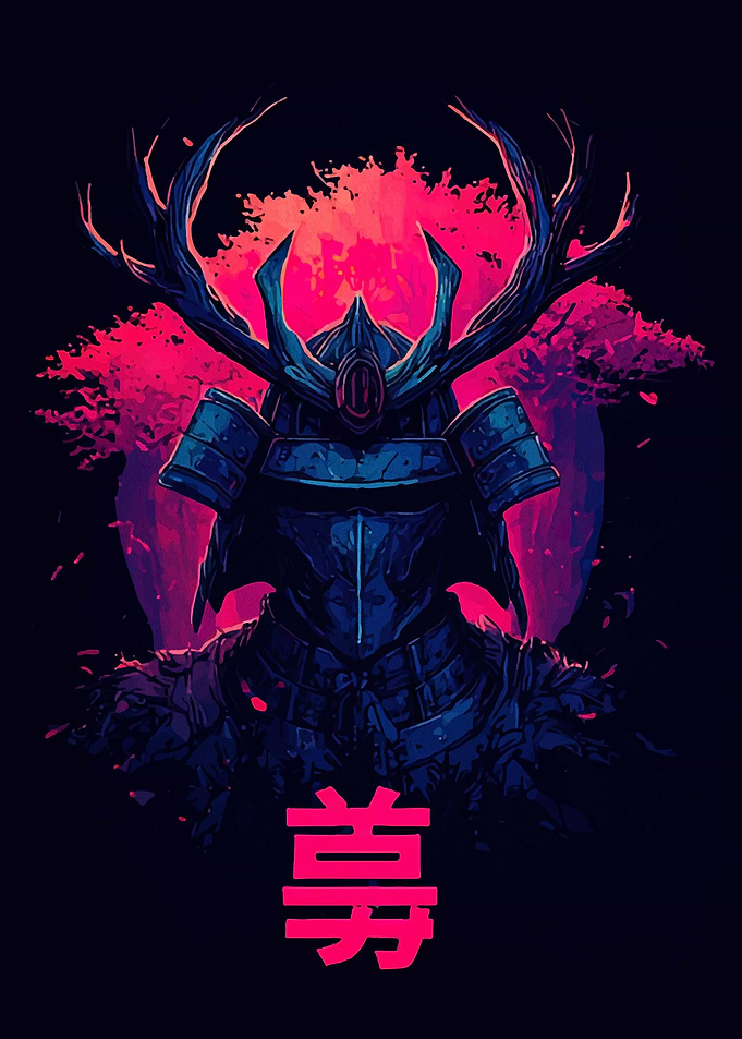 Cyberpunk Samurai with Antlers