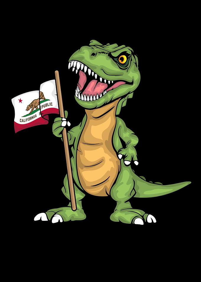 California Lover Kids Dinosaur Lover USA California Flag