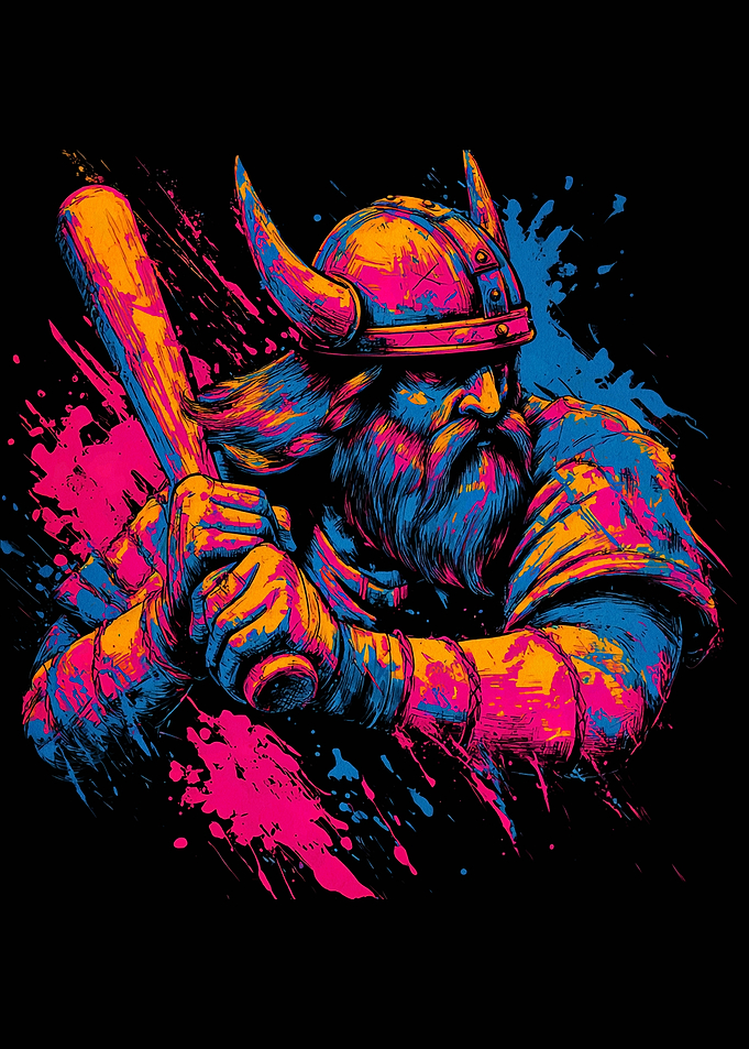 Viking Baseball Player Pop Art