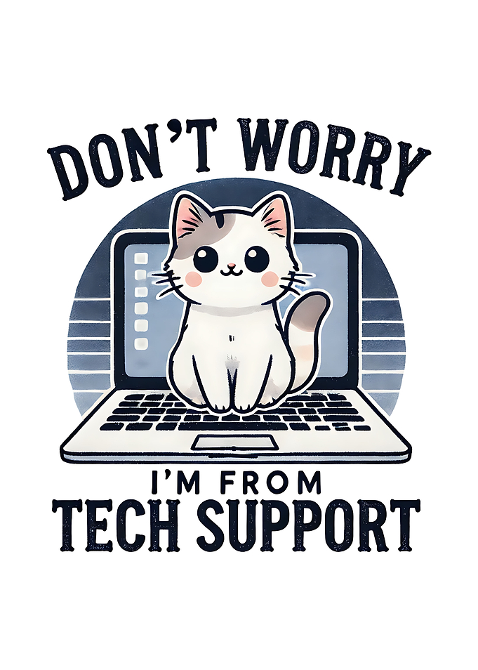 Tech Support Cat on Laptop