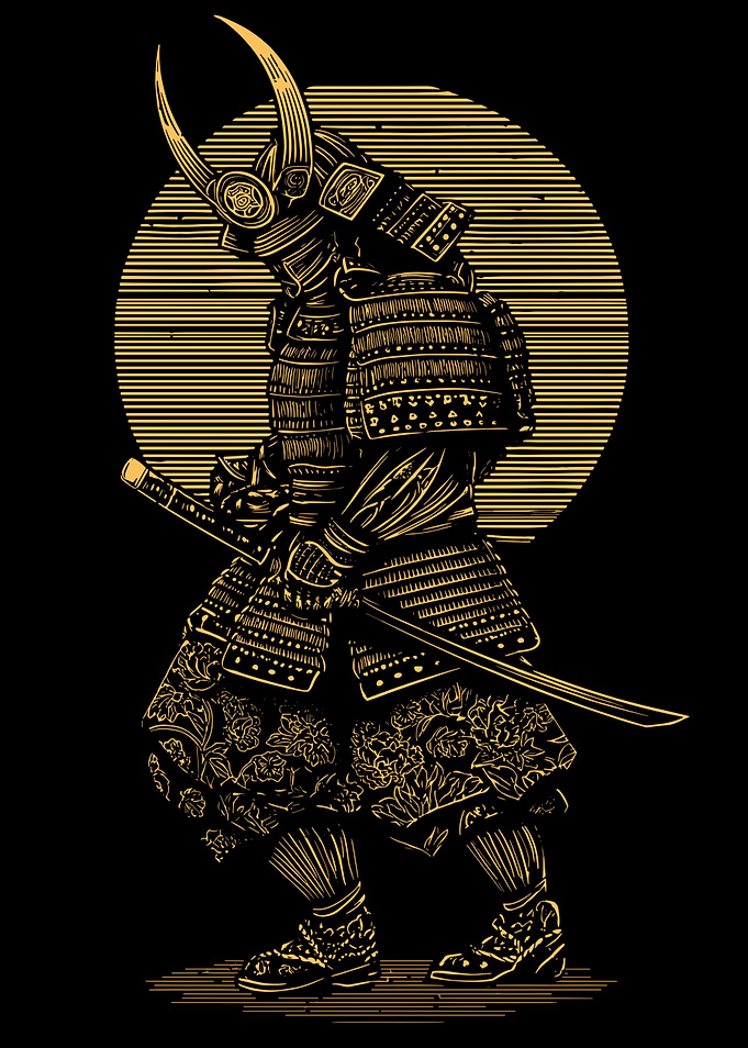 Samurai Warrior in Armor with Sword
