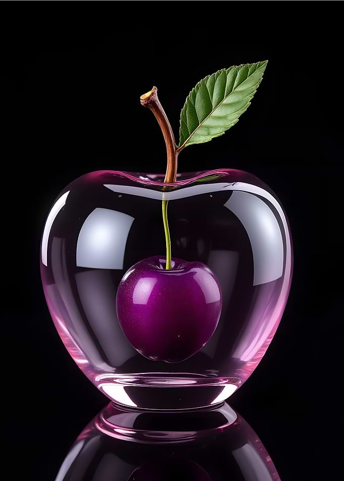 Glass Apple with Cherry Inside