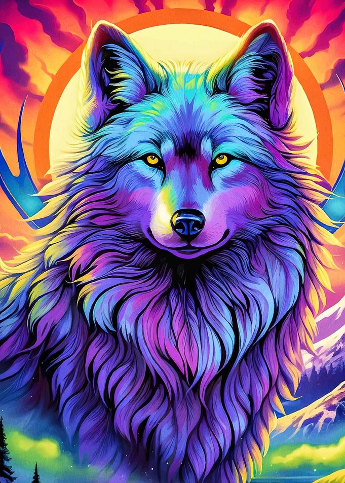 Colorful Wolf Sunset