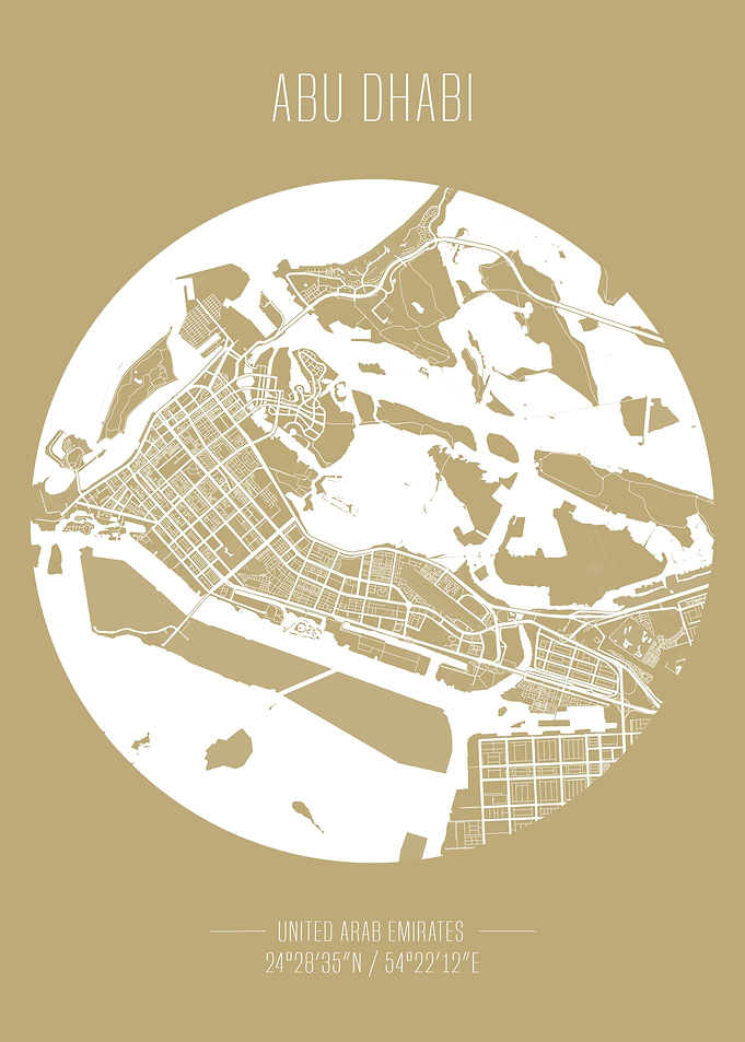 Abu Dhabi City Map Art Print