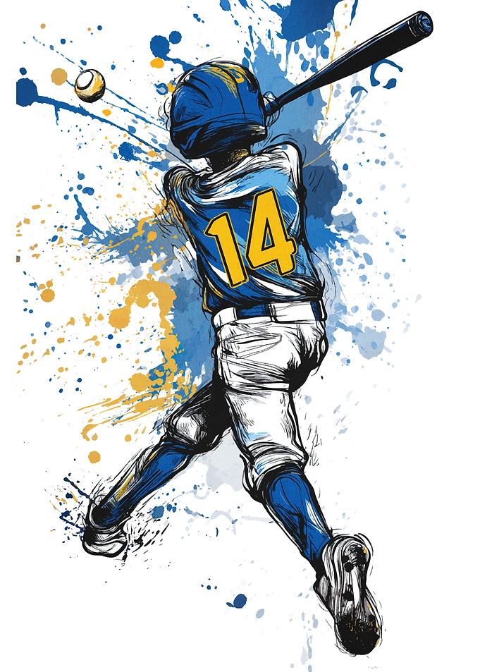 Baseball Player Hitting Ball Illustration