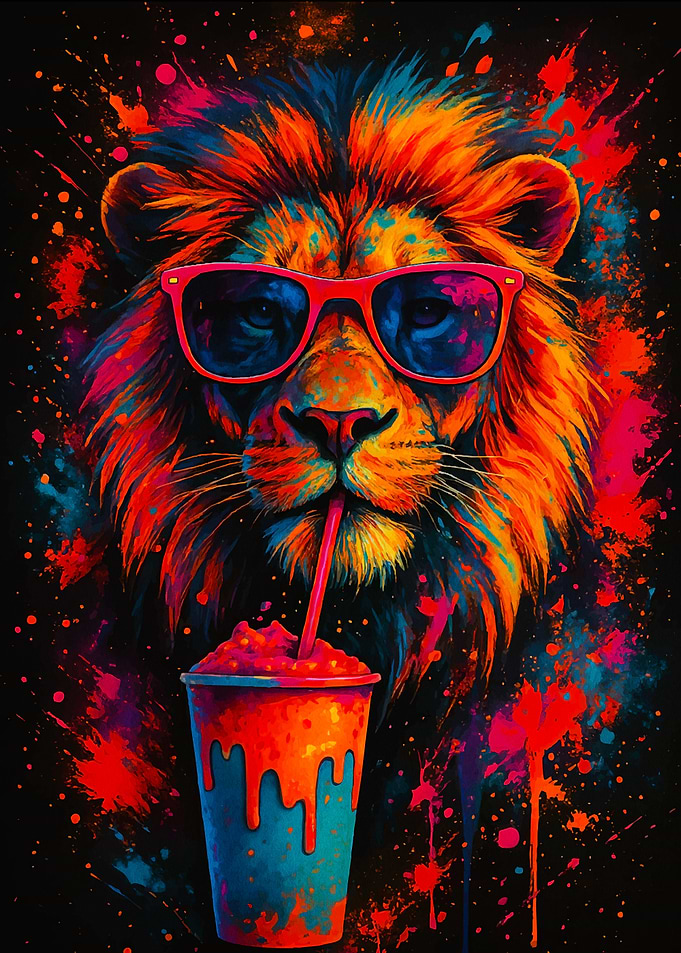 Colorful Lion Drink Glasses