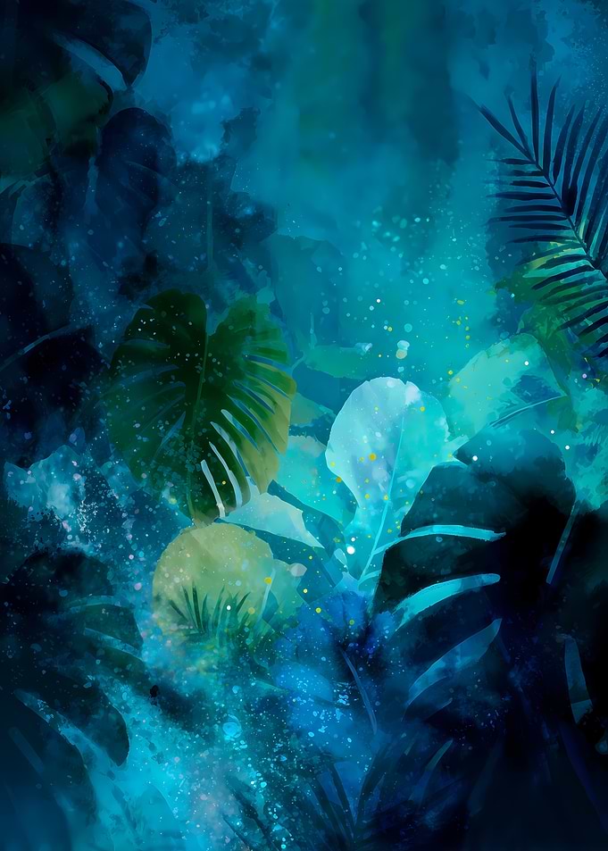 Tropical Foliage in Blue Hues