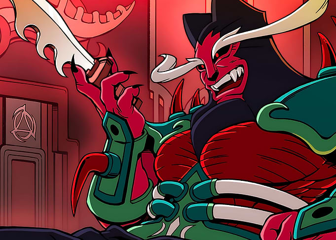 Red Oni Warrior with Sword