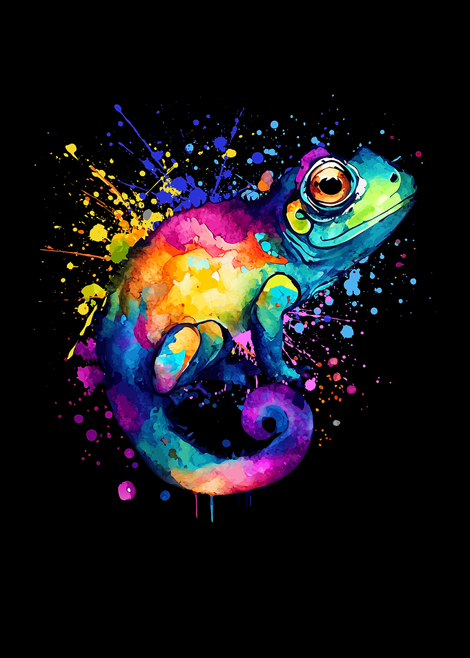 Colorful Chameleon Watercolor Art