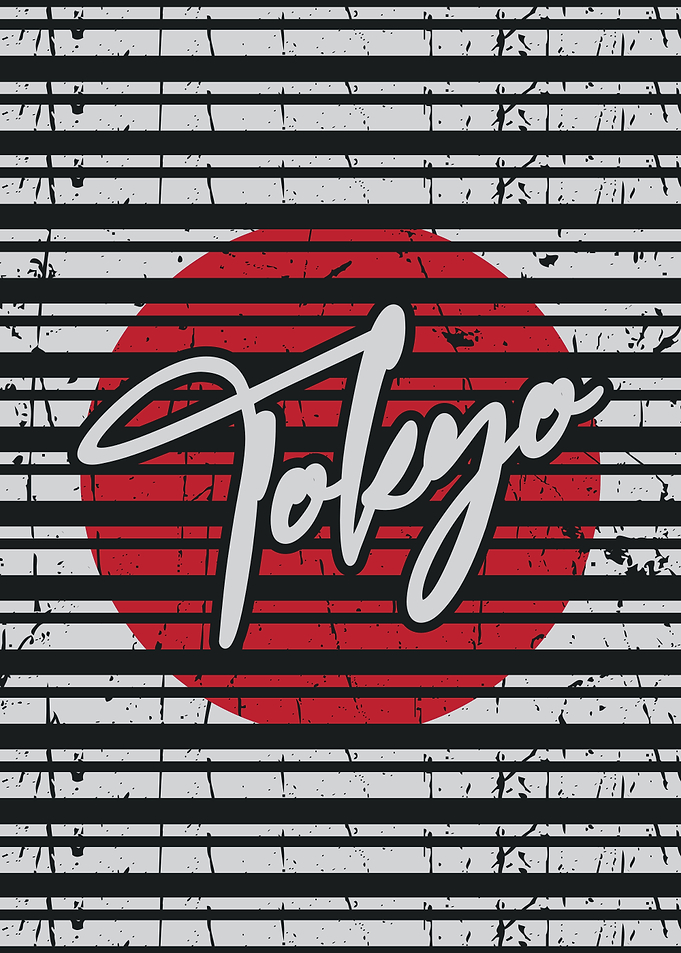 Tokyo Graphic Art with Japanese Flag