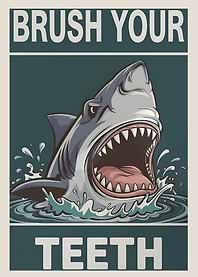 Brush Your Teeth Shark Poster