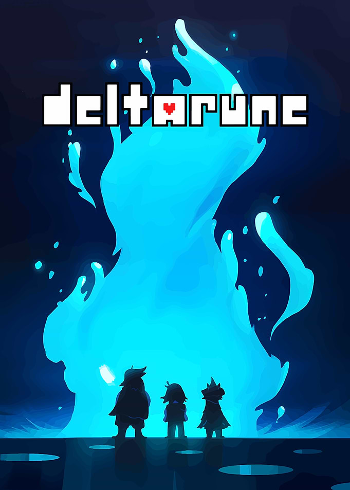 Deltarune characters facing a blue flame